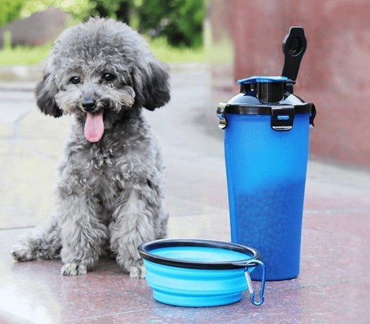 2 In 1Pet Water Bottle Dispenser Travel Portable Dog Cat Drinking Silicone Bowl-0